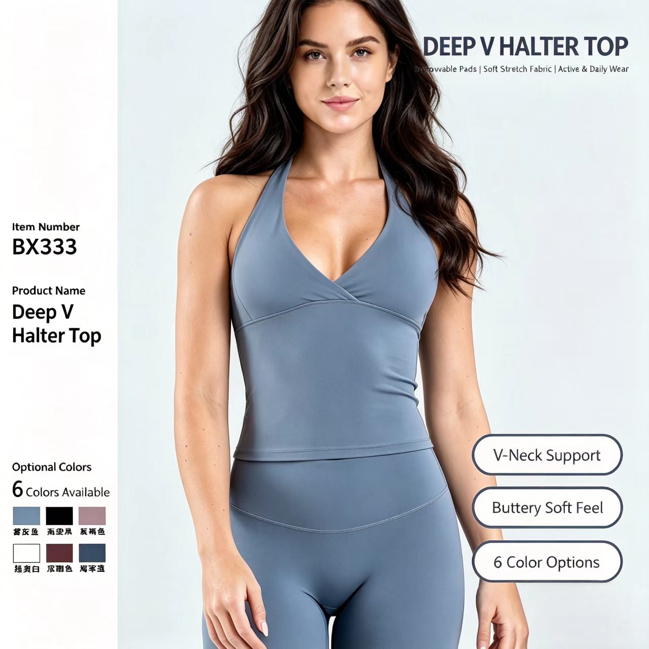 Pilates V Yoga - Top de Yoga Halter com Decote