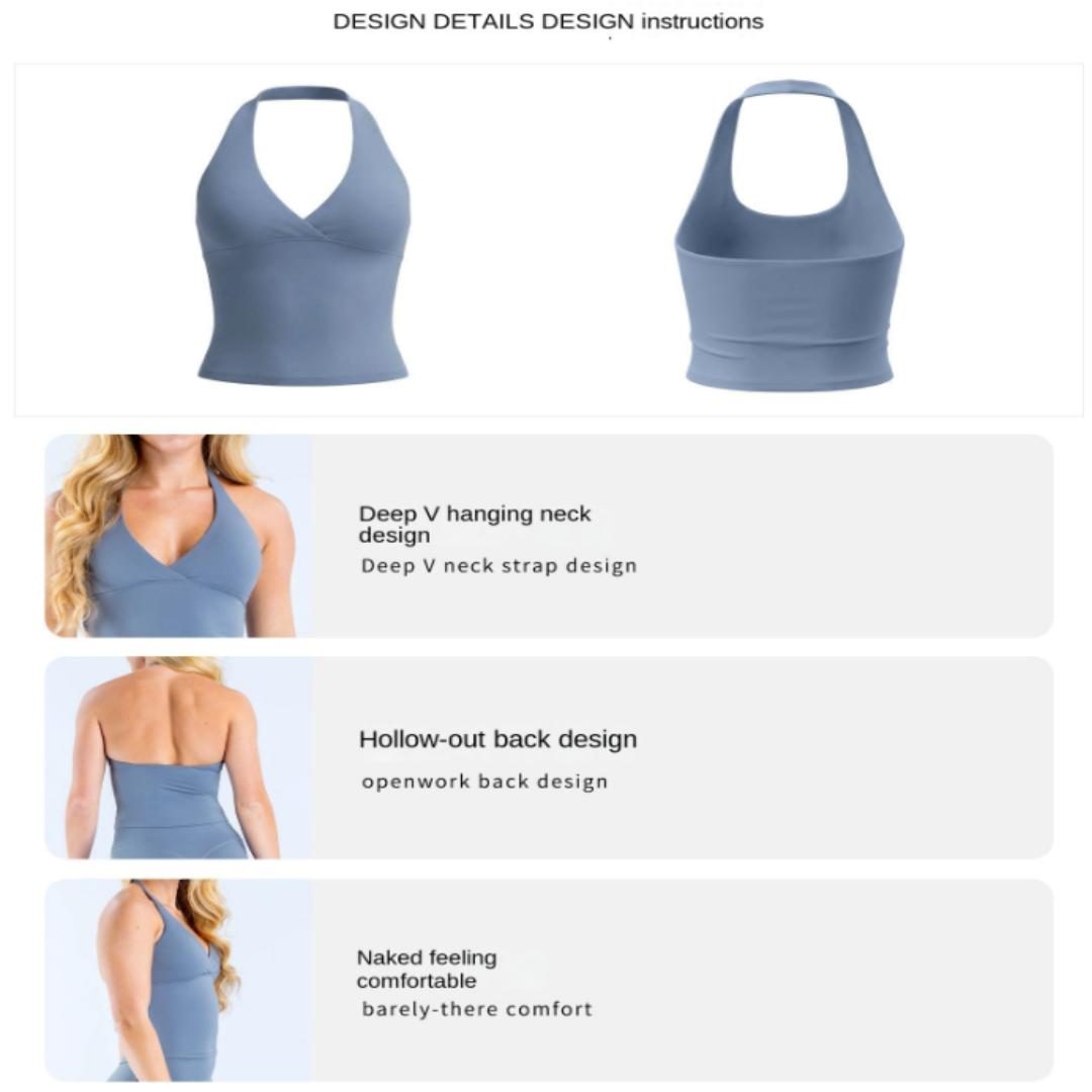 Top de Yoga Halter com Decote  - Pilates V Yoga avaliação e preço